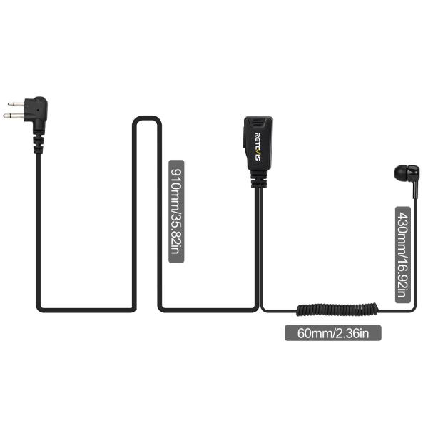 EEM006 In-Ear-Ohrhörer-Ohrhörer Spiralkabel PTT-Mikrofon 1-adrig Motorola 2-polig